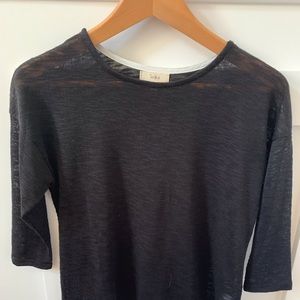 Crew neck sweater with attached blouse